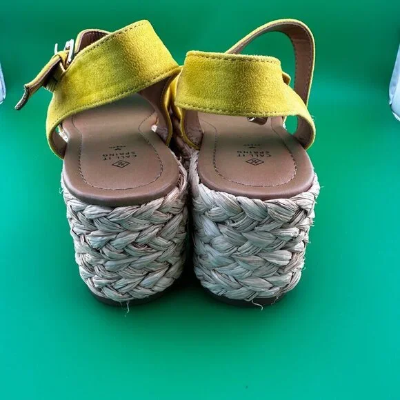 NWOT WOMEN'S "CALL IT SPRING" ANKLE STRAP PLATFORM WEDGE SANDAL YELLOW, SIZE 8 - Picture 5 of 10